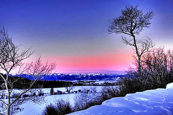 Teton Valley, Idaho, snow, landscape, colors, sky, sunset, tree HD wallpaper