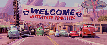 Radiator Springs - Depression, police car, Mater (Cars), Pixar, movie, Cars (Pixar) HD wallpaper
