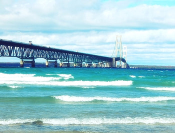 The Mackinaw Bridge-Michigan, Mackinaw, graphy, The Great Lakes, Nature, bridges, Michigan HD wallpaper