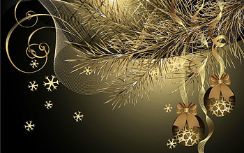 ✰.Christmas Chic Balls.✰, winter, holidays, festival, cute, ribbons, bows, gold, xmas, snowflakes, christmas chic balls, happy, new year, christmas tree, golden, sweet, ornaments, seasons greetings, balls, beautiful, merry, pretty, christmas, 2013, branches, hang, decorations, lovely, chic HD wallpaper