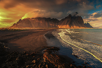 Seashore With Hills , mountains, nature HD wallpaper