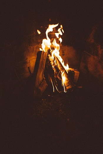 Fire, Dark, Flame, Firewood, Fireplace HD phone wallpaper
