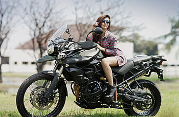 Beauty, model, motorcycle, girl, woman HD wallpaper