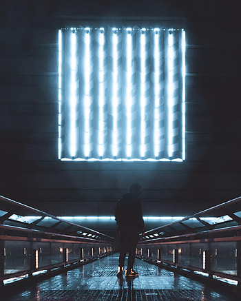 Silhouette, Miscellanea, Miscellaneous, Lines, Neon, Glow, Loneliness, Lonely, Alone HD phone wallpaper