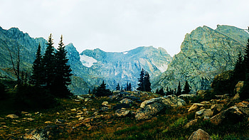 Isabelle Glacier, Colorado, rocks, usa, clouds, landscape, trees, sky HD wallpaper