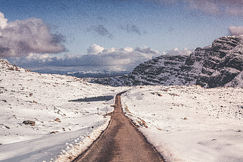 Nature, Mountains, Snow, Road, Turn HD wallpaper