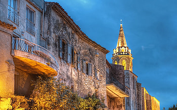 church in a medieval town r, steeple, town, medieval, r, church, dusk HD wallpaper