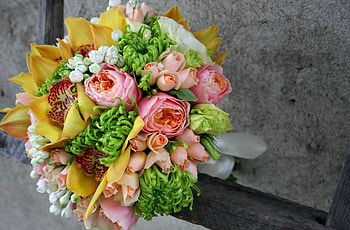 Flowers, Roses, Bouquet, Composition, Lisianthus Russell, Lisiantus Russell HD wallpaper