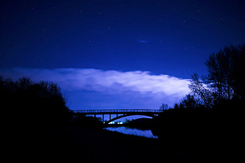 Bridge Night Clouds Starry Sky , bridge, nature, night, clouds HD wallpaper