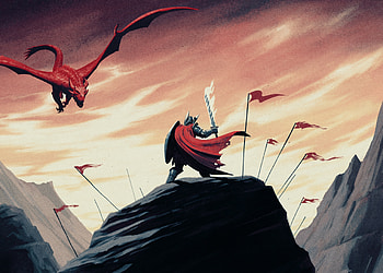 Dragon and warrior, art HD wallpaper