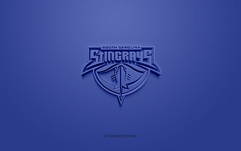 South Carolina Stingrays, creative 3D logo, blue background, ECHL, 3d emblem, American Hockey Club, South Carolina, USA, 3d art, hockey, South Carolina Stingrays 3d logo HD wallpaper