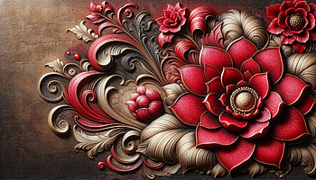 Red Floral Artwork, red flower, floral design, 3D Art HD wallpaper