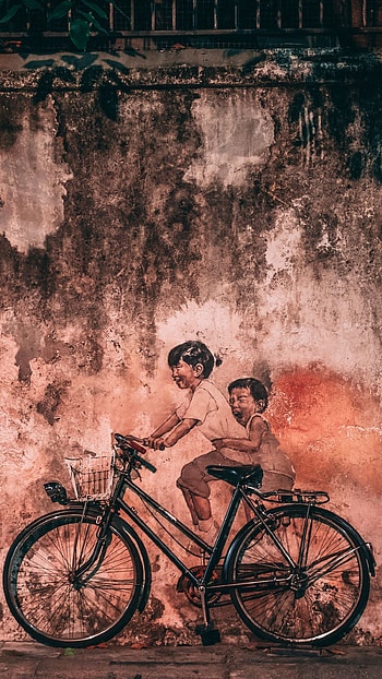 New Over Old, Banksy, Wall Background, bicycle HD phone wallpaper