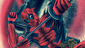 Deadpool With Sword And Gun, deadpool, superheroes, artwork, digital-art, deviantart HD wallpaper