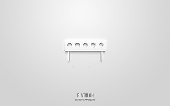 biathlon 3d icon, white background, 3d symbols, biathlon, winter sport icons, 3d icons, biathlon sign, winter sport 3d icons HD wallpaper