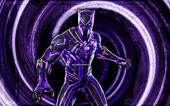 Kinetically Charged Black Panther, violet grunge background, Fortnite, vortex, Fortnite characters, Kinetically Charged Black Panther Skin, Fortnite Battle Royale, Kinetically Charged Black Panther Fortnite HD wallpaper