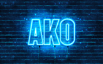 Happy Birtay Ako, , blue neon lights, Ako name, creative, Ako Happy Birtay, Ako Birtay, popular japanese male names, with Ako name, Ako HD wallpaper
