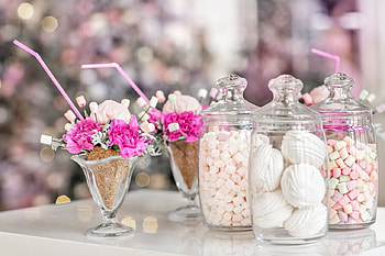 glasses, pink, flowers, abstract HD wallpaper