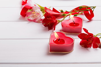 ❤️, Flowers, Candles, Hearts, Valentines day HD wallpaper