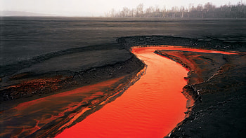 lava river, river, black, red, lava HD wallpaper