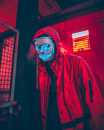 Miscellanea, Miscellaneous, Mask, Human, Person, Hood, Neon Mask HD phone wallpaper