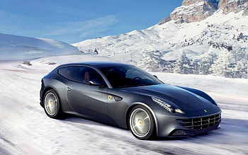 Transport, Landscape, Auto, Winter, Mountains, Snow, Ferrari HD wallpaper