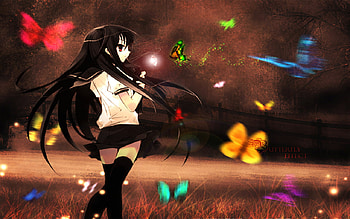 Butterfly Effect, butterfly, light, shana, alone, colors, shakugan no shana, effect, female HD wallpaper