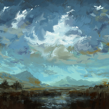 Art, Mountains, Paint, Painting, Canvas HD phone wallpaper