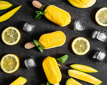 Summer, yellow ice candy, ice cubes, lemon slices HD wallpaper