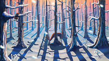 Winter, Nature, Art, Forest, Deer HD wallpaper