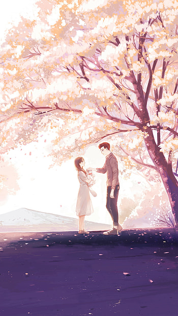 Sakura Stroll — Romantic Anime Couple , Anime, couple, anime couple HD phone wallpaper
