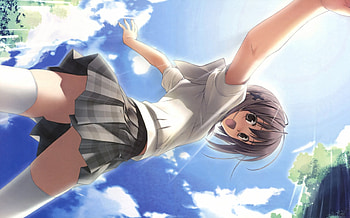 Happy, anime girl, anime, smile, school uniform, school girl HD wallpaper