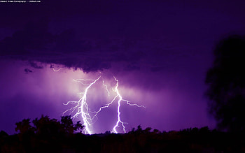 Landscape, Sky, Night, Lightning, Violet HD wallpaper