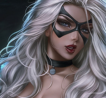 Catwoman, mask, black, white, fantasy, face HD wallpaper