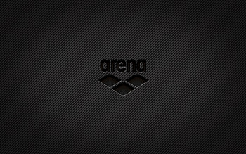 Arena carbon logo, , grunge art, carbon background, creative, Arena black logo, brands, Arena logo, Arena HD wallpaper