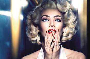 Candice Swanepoel as Marilyn Munroe, eyes, retro, model, blonde HD wallpaper