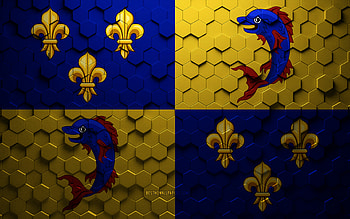 Flag of Dauphine, honeycomb art, Dauphine hexagons flag, Dauphine 3d hexagons art, Dauphine flag HD wallpaper