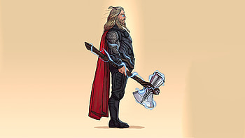 Fat Thor Minimalism, thor, superheroes, artwork, artist, minimalism HD wallpaper