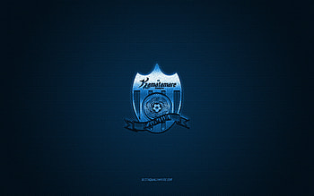Kamatamare Sanuki, Japanese football club, blue logo, blue carbon fiber background, J3 League, football, Takamatsu, Japan, Kamatamare Sanuki logo HD wallpaper