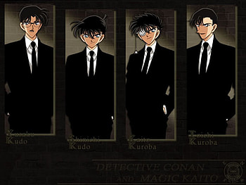 Detective Conan & Magic Kaito, Magic Kaito, Yusaku Kudo, Suit, Toichi Kuroba, Shinichi Kudo, Detective Conan, Male, Kaito Kuroba HD wallpaper