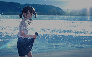 Anime Girl Beach , anime-girl, anime, artist, artwork, digital-art HD wallpaper