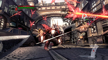 Dante with Lucifer, hellgate, swords, red, devil, devilarms, blades HD wallpaper