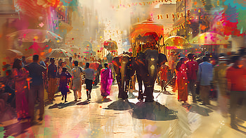 Parade with elephants 2, parade, elephant, oriental HD wallpaper