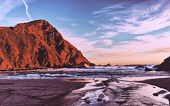 Red cliffs - Big Sur, California, clouds, sea, sky, rocks, usa HD wallpaper