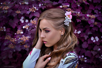 Flower, model, lady, pretty HD wallpaper