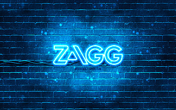 Zagg blue logo, , blue brickwall, Zagg logo, brands, Zagg neon logo, Zagg HD wallpaper