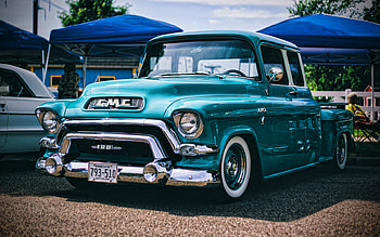 GMC Chip 100, retro cars, 1957 cars, blue pickup, R, 1957 GMC Chip 100, american cars, GMC HD wallpaper