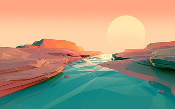 Polygon Lake Sunset Minimalist, low-poly, polygon, lake, sunset, minimalism, minimalist, artist, artwork, digital-art HD wallpaper