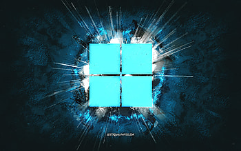 Windows 11 logo, grunge art, Windows, blue stone background, Windows 11 blue logo, Windows 11, creative art, Windows 11 grunge logo, Windows logo HD wallpaper