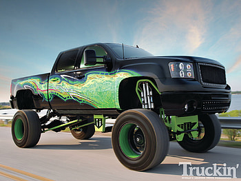 Envy, lifted, black, green flame, truck HD wallpaper